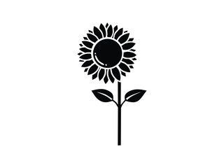 vector sunflower silhouette isolated with white background 
