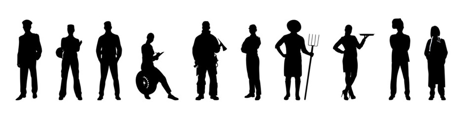 Silhouette of people occupation set.