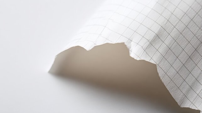 Torn Graph Paper Edge on White Background, Abstract Graphic Design Element for Creative Projects - Powered by Adobe