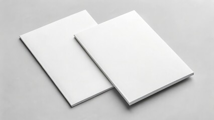 Two blank white book covers mockup isolated on transparent background