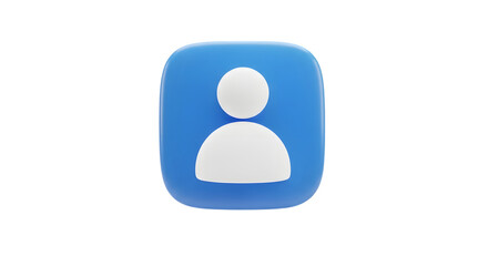 3d icon of blue user icon isolated on transparent background for social media and website