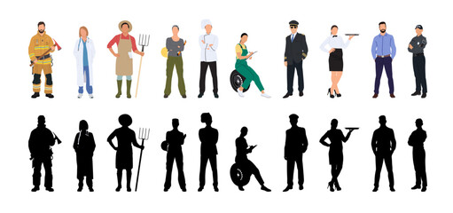 Silhouette of people occupation set.