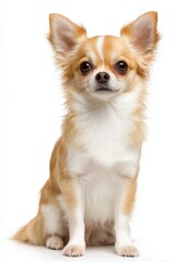 Obraz premium Charming Chihuahua Sitting Solo on Bright White Canvas