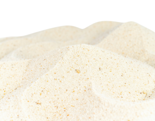 A close-up view of a fine, white sand texture, showcasing gentle hills and valleys against a black background.