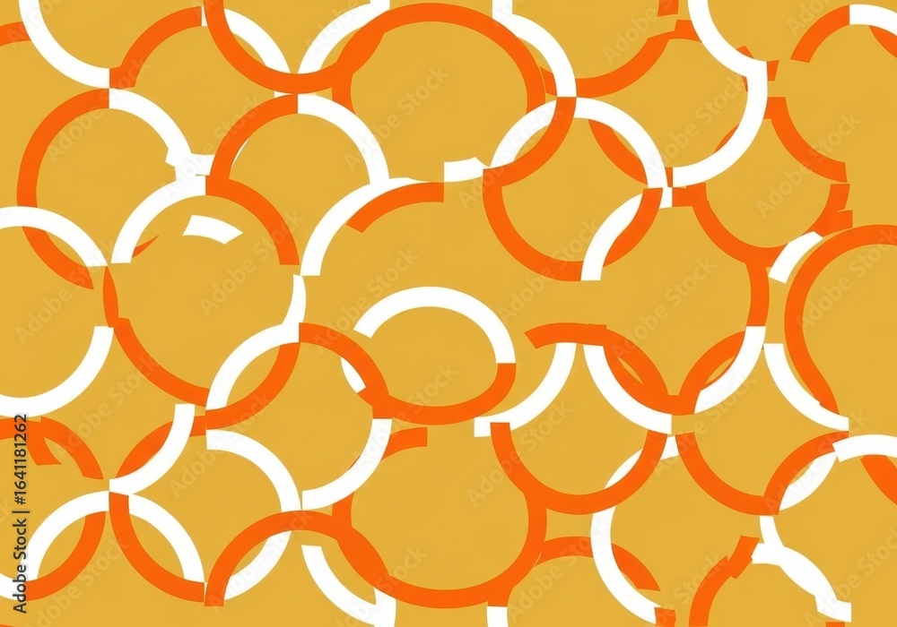 Poster interlocking semi-circles in modern geometric patterns with retro feeling