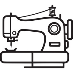 Sewing machine icon vector illustration design symbol isolated on white background for needle thread tailor fashion equipment tool craft textile seam stitch fabric clothing maker industry