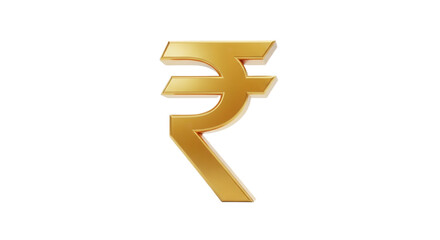 Fototapeta premium Indian Rupee Symbol Shining Golden Against transparent background