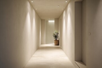 Modern Minimalist Hallway with Potted Plant
