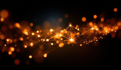 Obraz premium Abstract glowing network connection, dark background, technology concept, website header