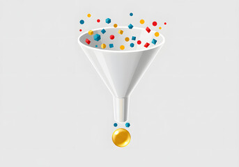 Funnel illustration with data transformation and process
