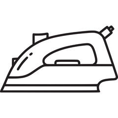 Outline drawing of an iron isolated on white background, a common household appliance used to remove wrinkles from clothing and other fabrics