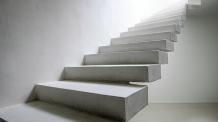Obraz premium Modern white concrete staircase in minimalist style