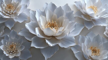 Ornate white lotus blossoms