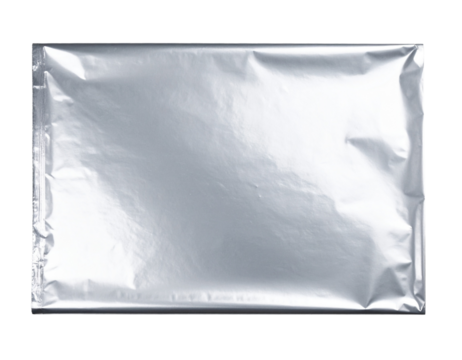 Flat Sheet of Aluminum Foil for Cooking and Baking, isolated on a transparent background.