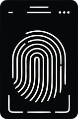 Minimalist Digital Fingerprint Scanner Silhouette Vector Icon. Modern Biometric Security Flat Design.