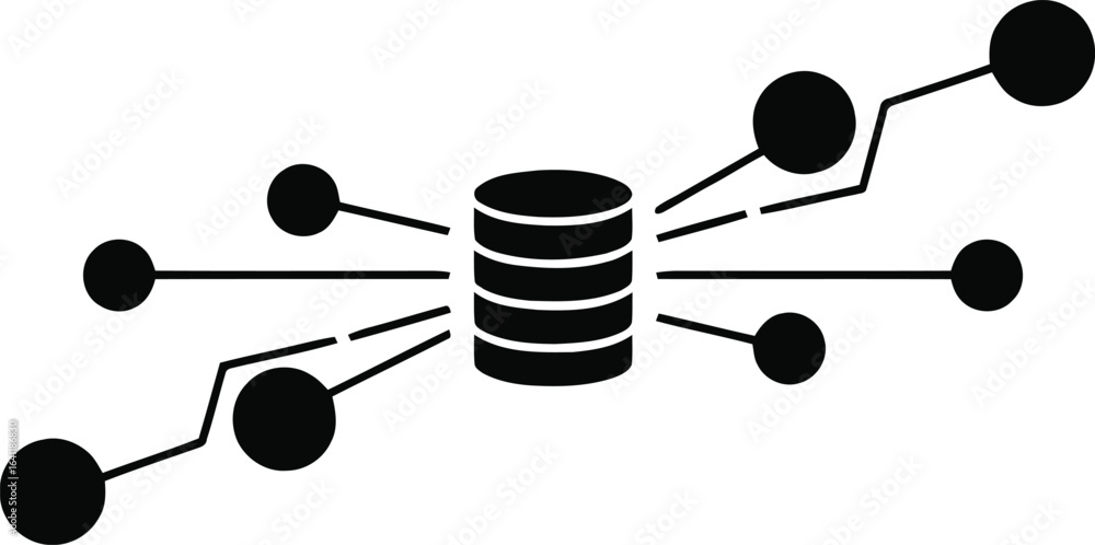 Poster minimalist edge computing network silhouette vector icon
