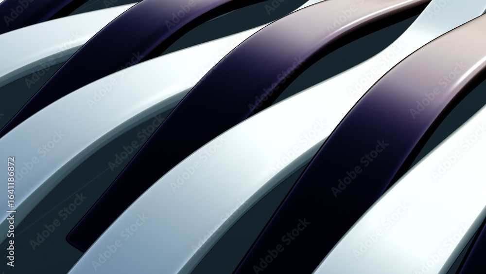 Aufkleber glossy curved lines in white and dark purple create a smooth, wavy pattern. the surface appears smoo