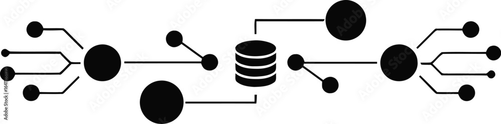 Poster minimalist edge computing network silhouette vector icon