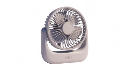 Isolated white portable fan provides relief on a transparent background