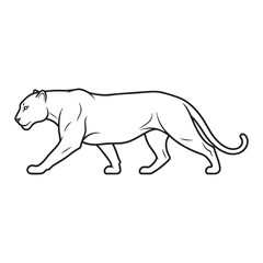 Iconic Panther Line Art – Panther Vector Outline Drawing with Unique Predator Features – Panther Drawing – Vector of Panther – Panther Outline

