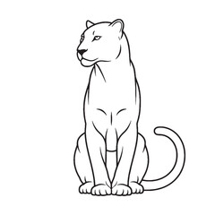 Modern Panther Line Art – Panther Vector Illustration Balanced Drawing with Smooth Details – Panther Drawing – Line Art Drawing of Panther – Panther Icon

