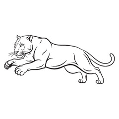 Wild Panther Line Art – Panther Vector Outline Drawing with Iconic Feline Proportions – Panther Drawing – Vector of Panther – Panther Outline

