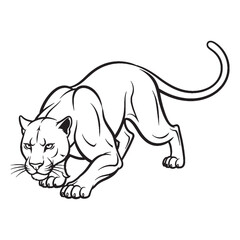 Elegant Panther Line Art – Panther Vector Illustration Smooth Drawing with Iconic Wildcat Shape – Panther Drawing – Line Art Drawing of Panther – Panther Icon

