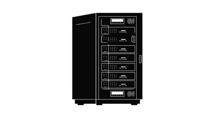Obraz premium Minimalist Server Rack Vector Icon. Modern Technology Silhouette for Data Center and IT Infrastructure