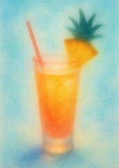 Tropical drink with pineapple garnish.