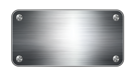 silver shiny blank metal nameplate on transparent background, cutout