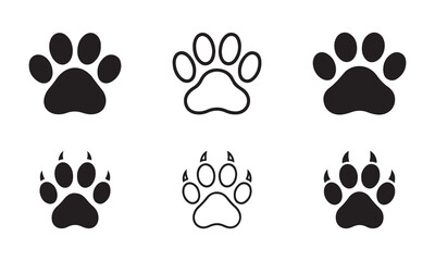 Fototapeta premium Paw print simple icons. Vector