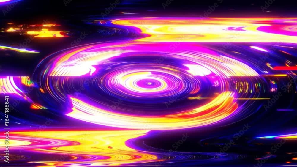 Poster abstract circular glitch art visuals: a mesmerizing journey through distorted reality and vibrant