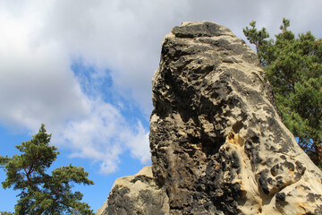 Felsen, Natur, Himmel, Wölkchen, Teufelsmauer