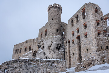 Remains of Ogrodzieniec Castle in Podzamcze village, Silesia region in Poland