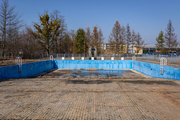 Closed swimming pool in Nowa Deba town, Subcarpathian region in Poland