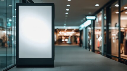 Blank Advertising Billboard Mockup in Modern Shopping Mall Setting for Marketing and Promotion