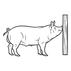 Adorable Pig Line Art – Pig Vector Illustration Minimal Drawing with Cute Design – Pig Drawing – Line Art Drawing of Pig – Pig Icon

