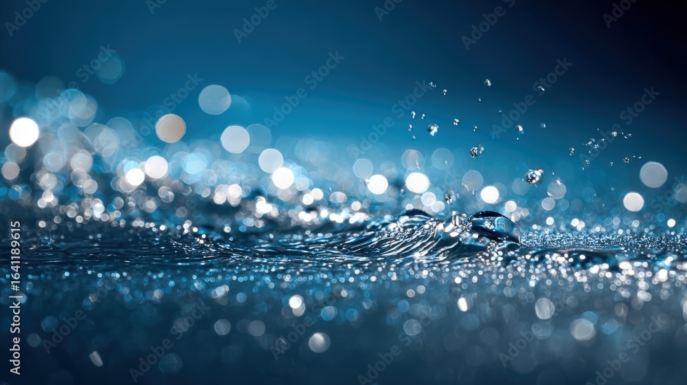 Poster mesmerizing water surface: abstract liquid motion with sparkling highlights for creative visuals and