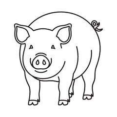 Minimal Pig Line Art &ndash; Pig Vector Illustration Fine Drawing with Simple Contours &ndash; Pig Drawing &ndash; Line Art Drawing of Pig &ndash; Pig Icon

