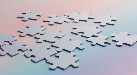 Array of Interlocking Puzzle Pieces Displaying Connection and Problem Solving