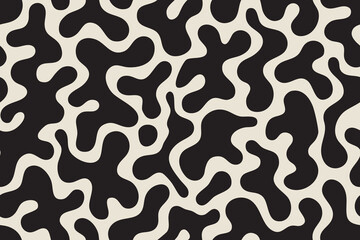 Black and white organic blob seamless pattern