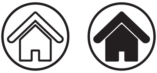 Home icon collection. Set of house and real estate symbols in black silhouette style. Residential buildings and architecture vector illustration.