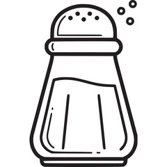 A minimalist line art illustration of a salt shaker, isolated on white background, perfect for adding a touch of culinary flavor to your designs and creative projects