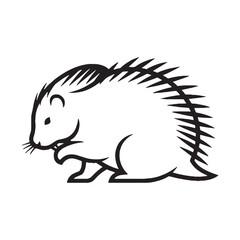 Wild Porcupine Line Art – Porcupine Vector Outline Drawing with Natural Wildlife Texture – Porcupine Drawing – Vector of Porcupine – Porcupine Outline

