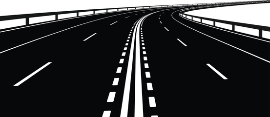 Highway road asphalt travel transportation freeway journey street landscape perspective black white curve silhouette