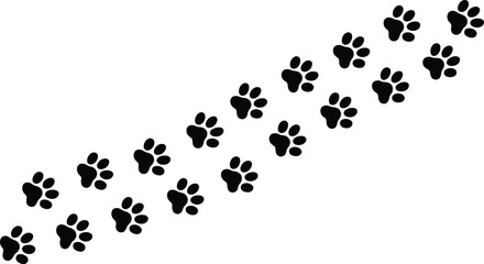 Paw print trail animal track footprint pet dog cat walk path silhouette vector illustration design graphic