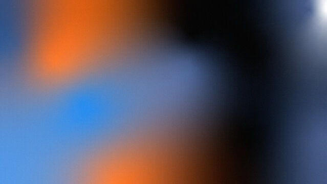 Blue orange black navy cyan abstract background. Retro 90s aesthetic. Color gradient ombre blend. Smooth transition. Bright neon glow shimmer metallic. Noise grain texture blur soft focus