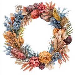 Fototapeta premium Wreath illustration botanical vibrant.
