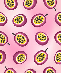Passion fruit pattern on a light pink background.