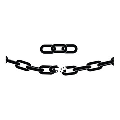 Fototapeta premium Vector art of broken metal chain isolated on white background